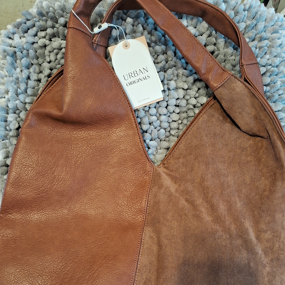 Urban Originals Cognac Brown Mixed-Leather Shoulder Bag